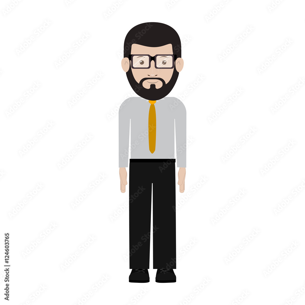 avatar male man smiling with glasses and wearing suit and tie over white background. vector illustration