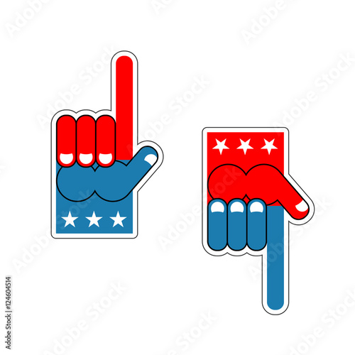 Foam Finger USA patriot. American sports symbol. Expression of e