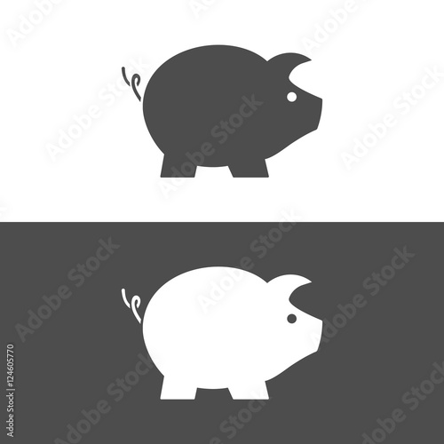 Icono de cerdo sobre un fondo blanco y negro