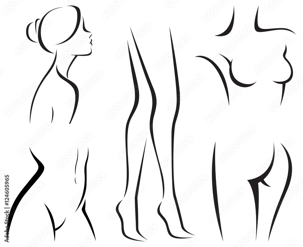 Set of elements of the body of women beauty Set of elements of the body of women beauty