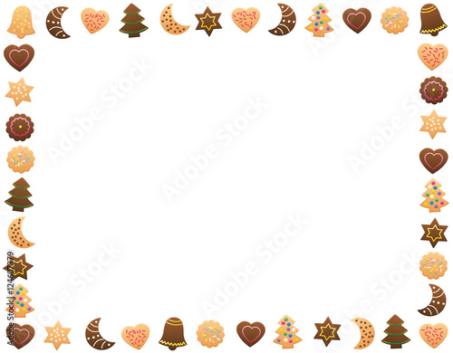 Christmas cookies and gingerbread cookies - horizontal frame.