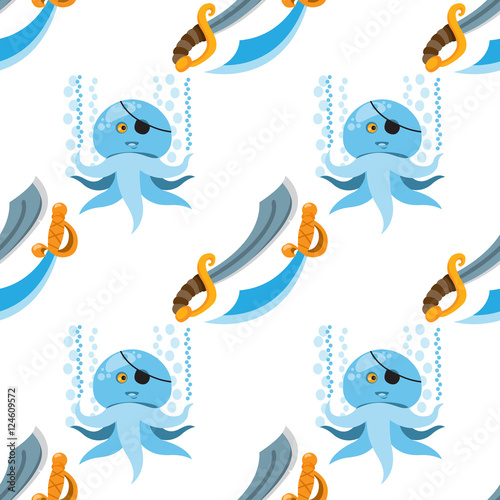 Seamless pattern for design surface Pirate sword.