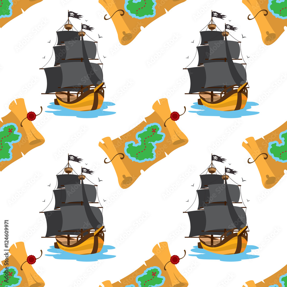 Seamless pattern for design surface Map of the island with buried ...