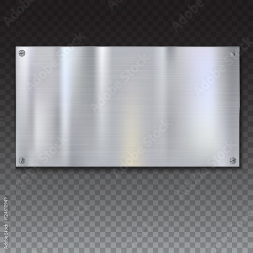 Shiny brushed metal plate banners on white background