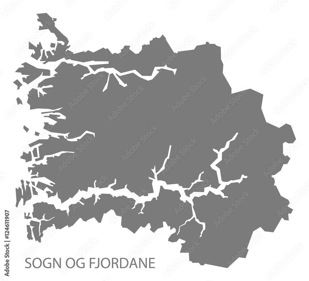 Sogn og Fjordane Norway Map grey Sogn og Fjordane Norway Map grey