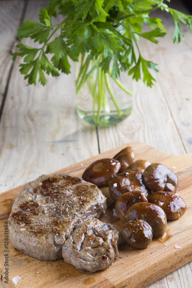 Fototapeta premium Beef and mushrooms