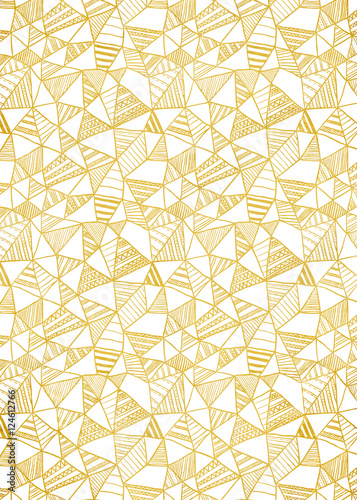 Gold foil decorative background with abstract geometric triangle pattern.