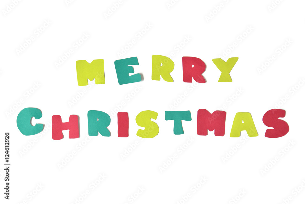 Merry Christmas text paper cut on white background - isolated Merry Christmas text paper cut on white background - isolated