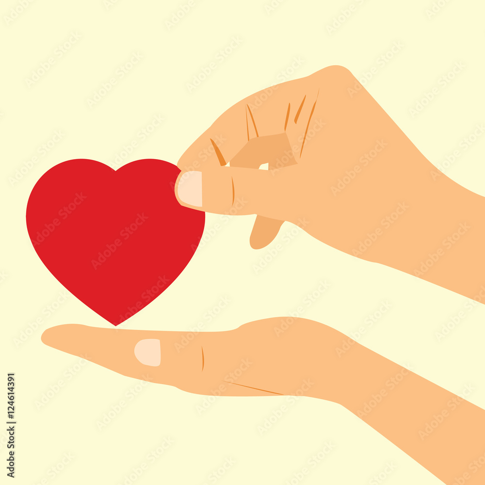 Concept of Donate Organ, heart in a hand symbol, heart icon in red color Concept of Donate Organ, heart in a hand symbol, heart icon in red color