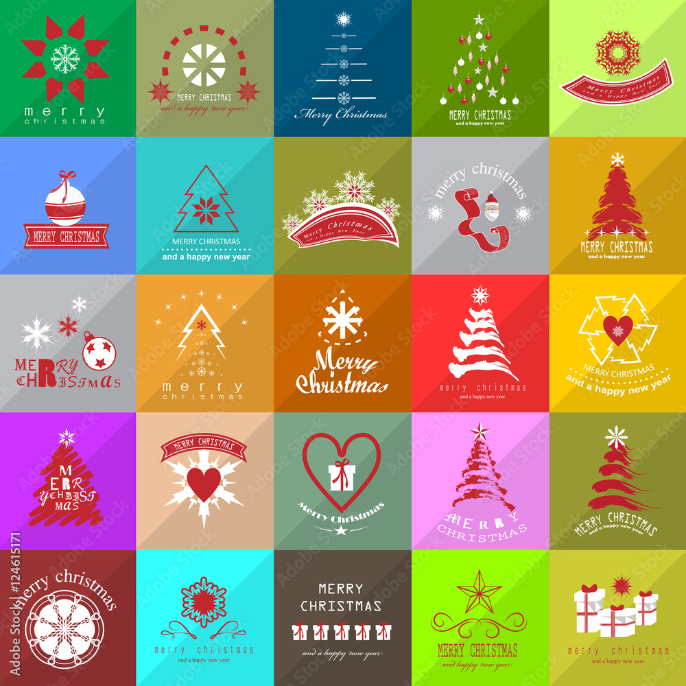 Christmas Icons Set -Isolated On Mosaic Background.Vector Illustration,Graphic Design.For Web,Websites,App,Print,Presentation Templates,Mobile Applications And Promotional Materials, Hand Drawn