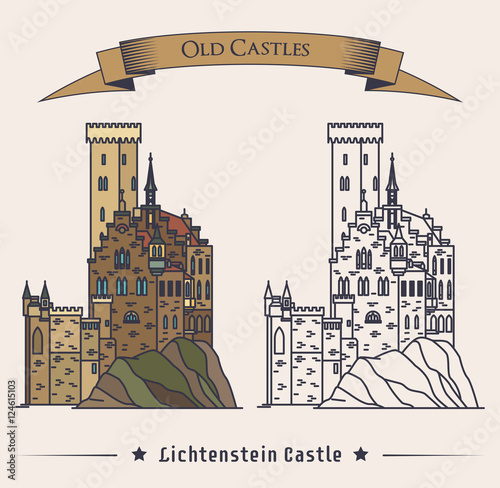 Lichtenstein or fairy tale castle on mountain