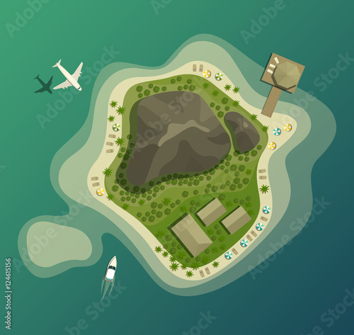 Island or isle with beach and mountain top view