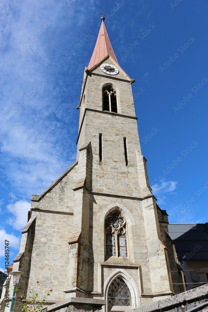 The Parish Church in Bad Gastein, a famous health resort and also ski resort. Austria, Province of Salzburg, Europe.