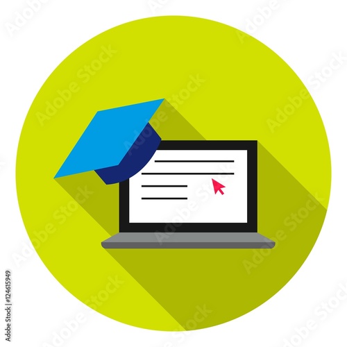 Laptop icon in flat style isolated on white background. School symbol stock vector illustration.