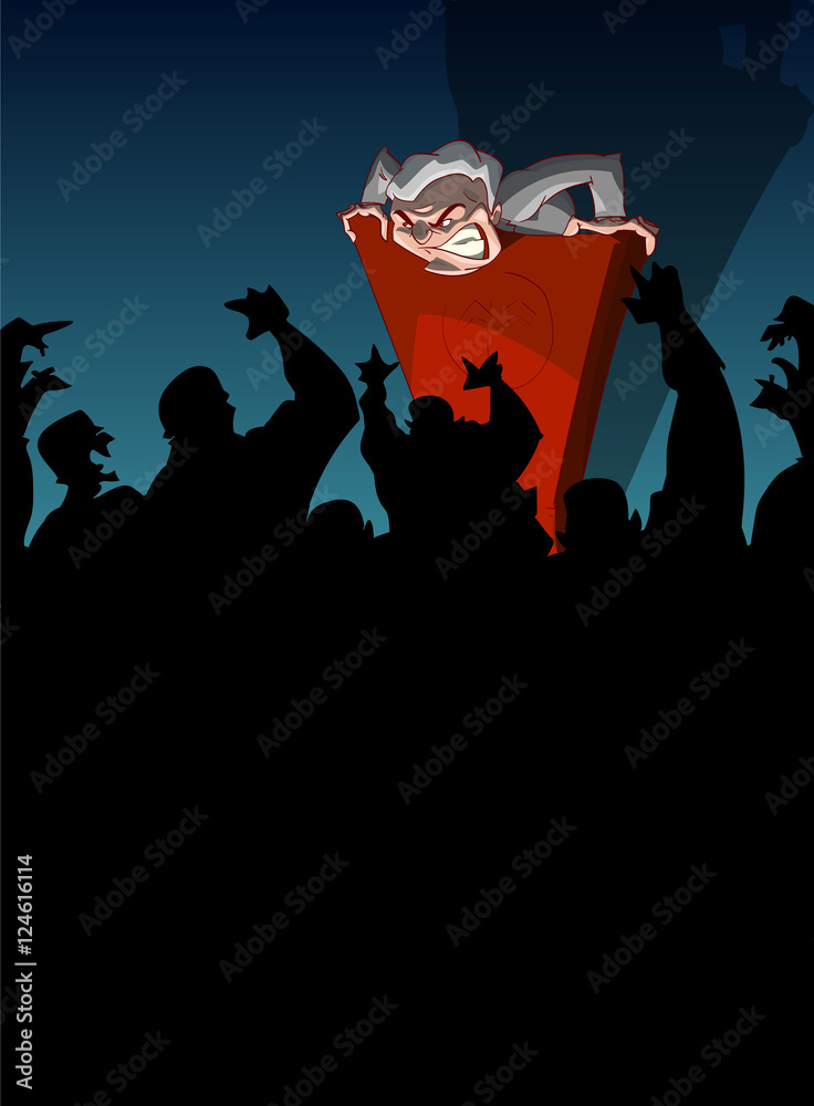 Φωτογραφία Cartoon vector illustration of a far right, nationalist politician, giving a spe