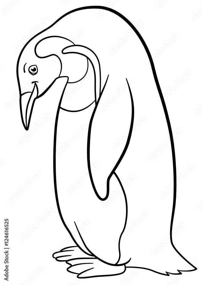 Coloring pages. Little cute penguin smiles. Coloring pages. Little cute penguin smiles.
