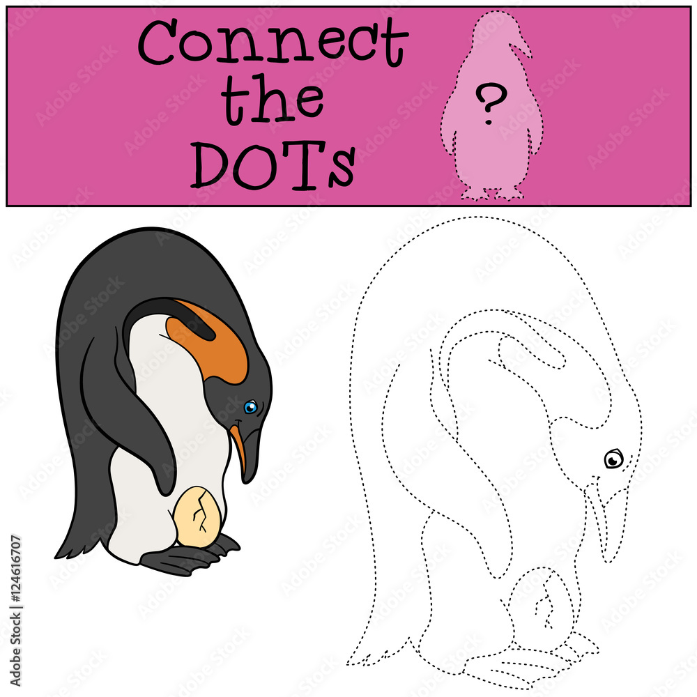 Fototapeta premium Educational game: Connect the dots. Father penguin with egg.