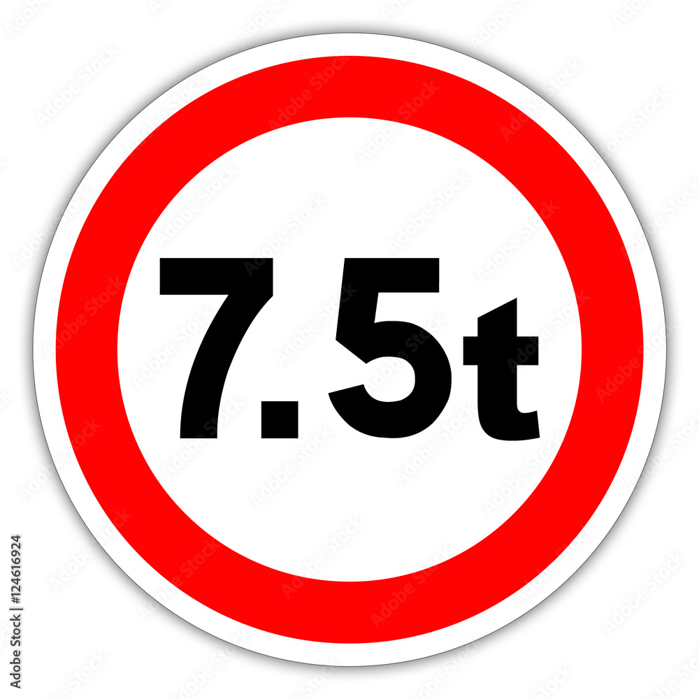 Panneau routier en France : accès interdit pour limitation de poids de 7.5t Panneau routier en France : accès interdit pour limitation de poids de 7.5t