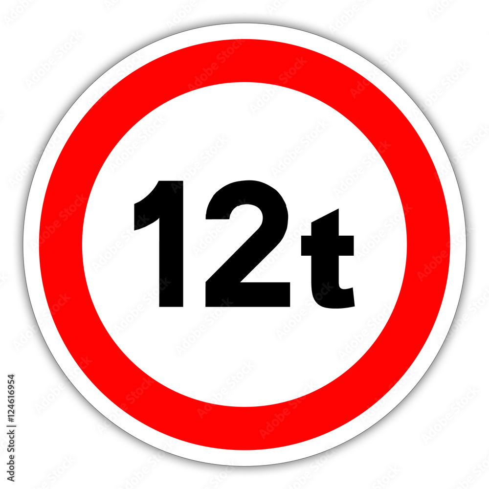 Panneau routier en France : accès interdit pour limitation de poids de 12t Panneau routier en France : accès interdit pour limitation de poids de 12t