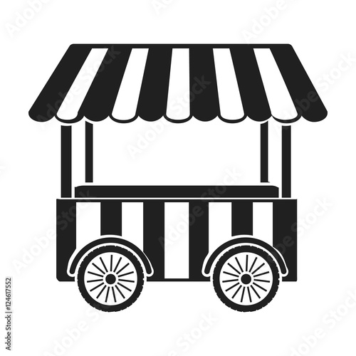 Snack cart icon in black style isolated on white background. Circus symbol stock vector illustration.