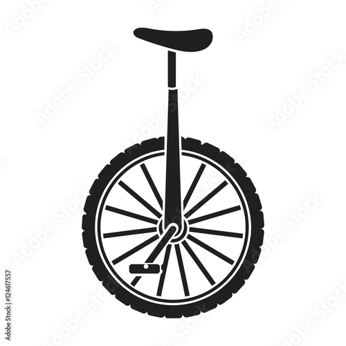 Monocycle icon in black style isolated on white background. Circus symbol stock vector illustration.