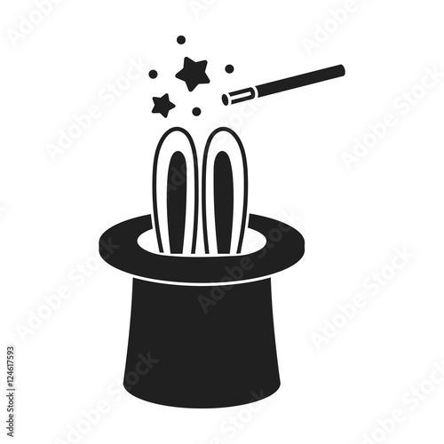 Magical hat icon in black style isolated on white background. Circus symbol stock vector illustration.