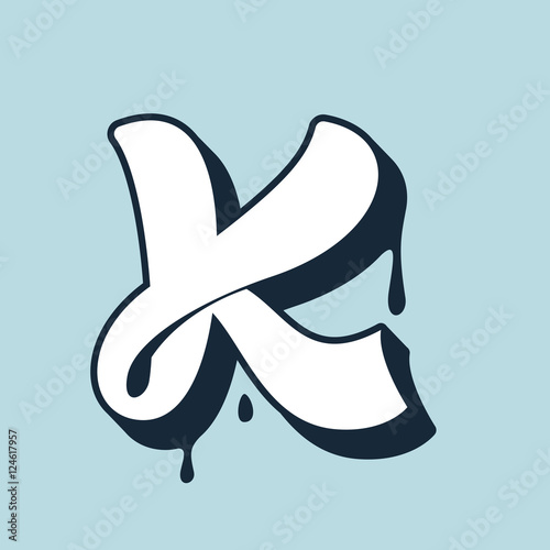 K letter calligraphy logo. Handwritten lettering.