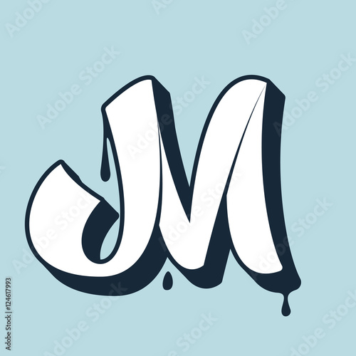 M letter calligraphy logo. Handwritten lettering.