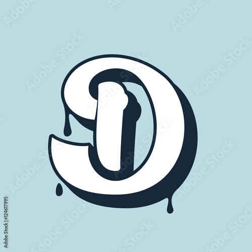 D letter calligraphy logo. Handwritten lettering.