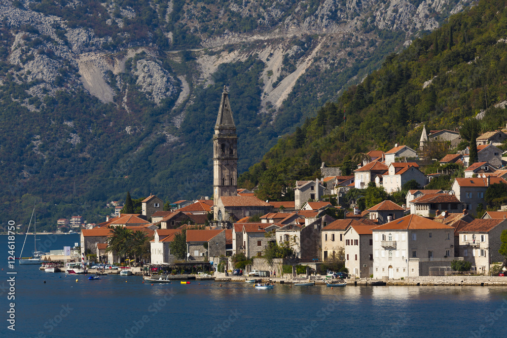 View of Dobrota, Bay of Kotor, Montenegro