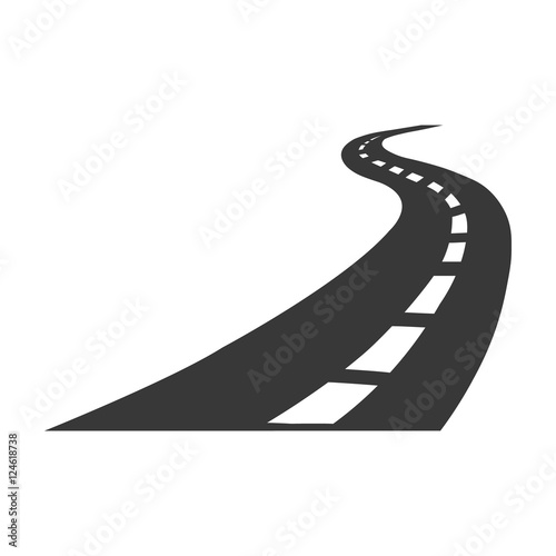 Road icon in black style isolated on white background. Logistic symbol stock vector illustration.
