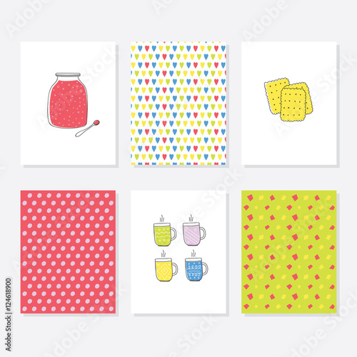 Set of 6 Cute Creative Cards Templates With Autumn Theme Design.