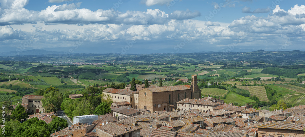Panorama of San Gimignano Medieval Village, Tuscany, Italy, Europe