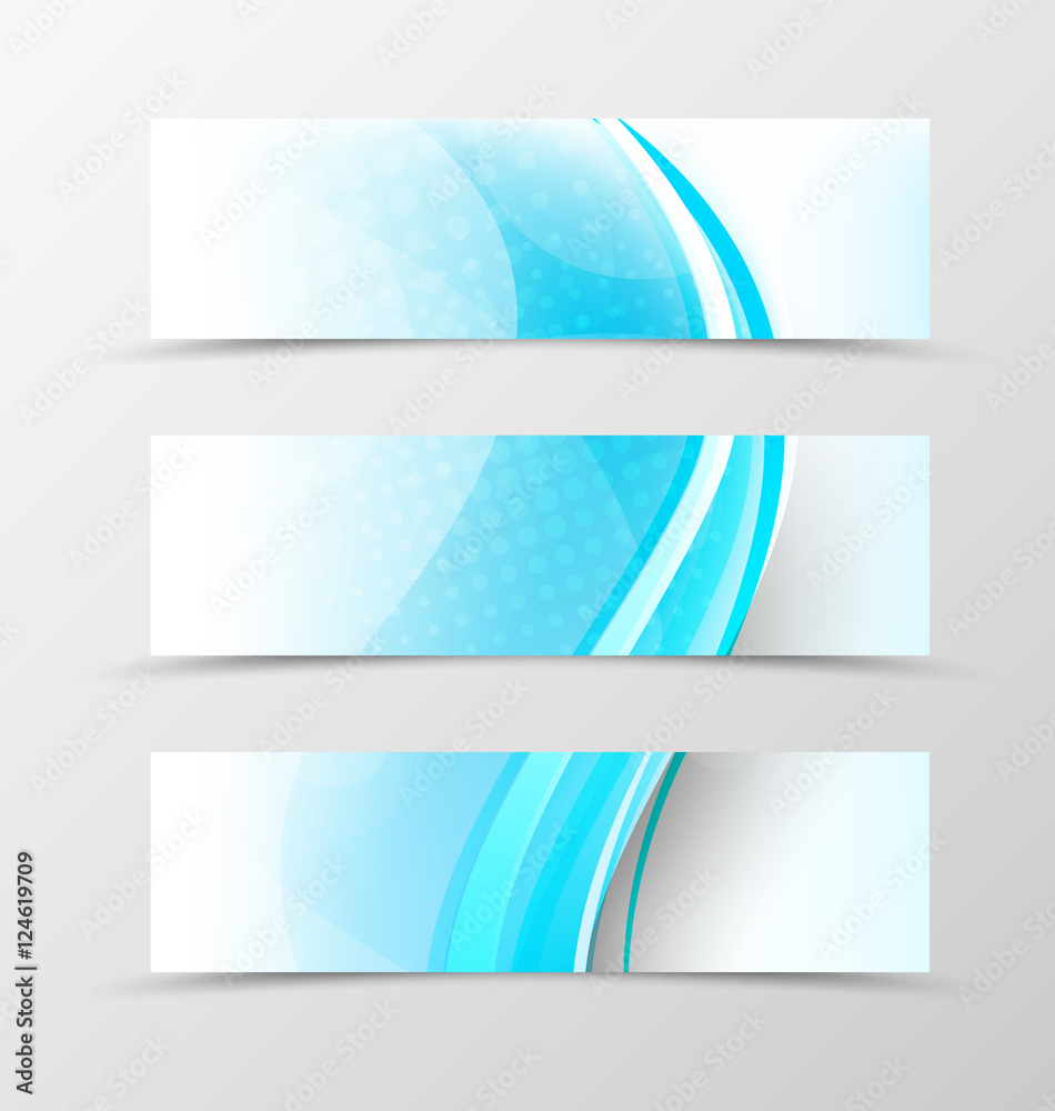 Fototapeta premium Set of header banner wave design