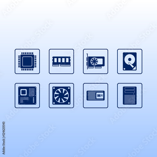 Hardware Web icons - Blue on Gradient