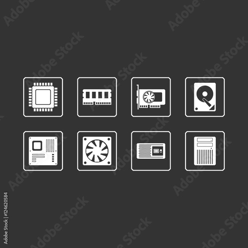 Hardware Web icons - White on Gray Background