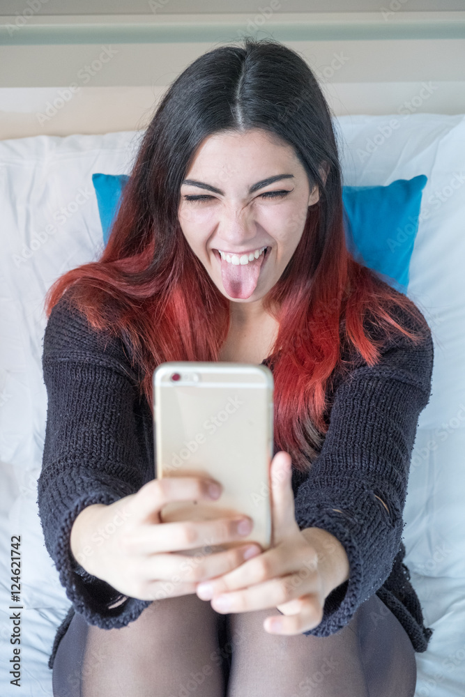 Girl with tablet or smartphone Girl with tablet or smartphone