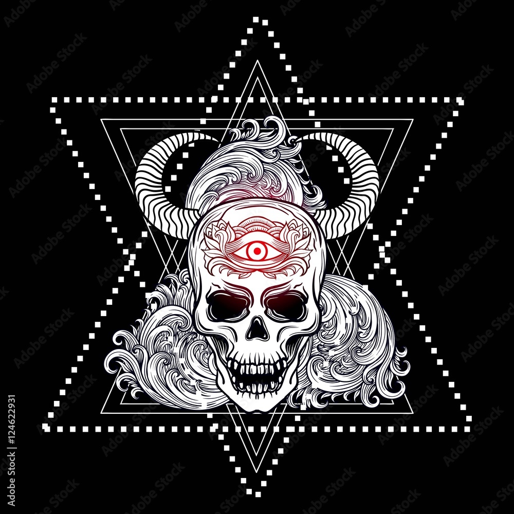Dotwork styled skull vector art. Dotwork styled skull vector art.