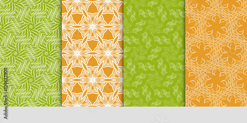 Seamless floral patterns set. Vector illustration. Texture for design wallpaper, pattern. ethnic ornament
