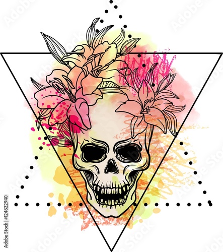 Trash skull with blood splatter