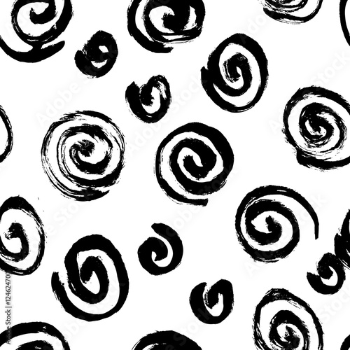 Spiral seamless pattern. Hand drawn artistic ink circles. 