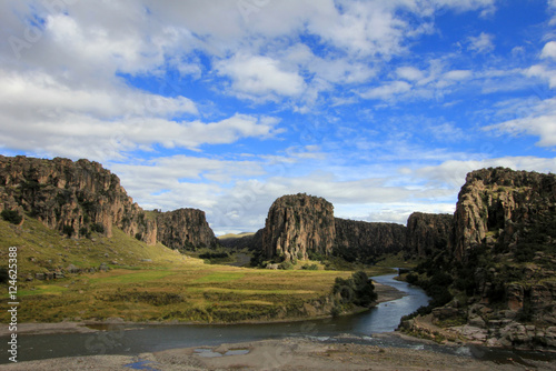 Three rivers and canyons crossing in the andean highlands of Peru. Creating the Apurimac river, the initial source of the great Amazonas. photo
