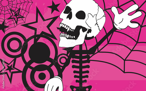 skeleton cartoon halloween background in vector format