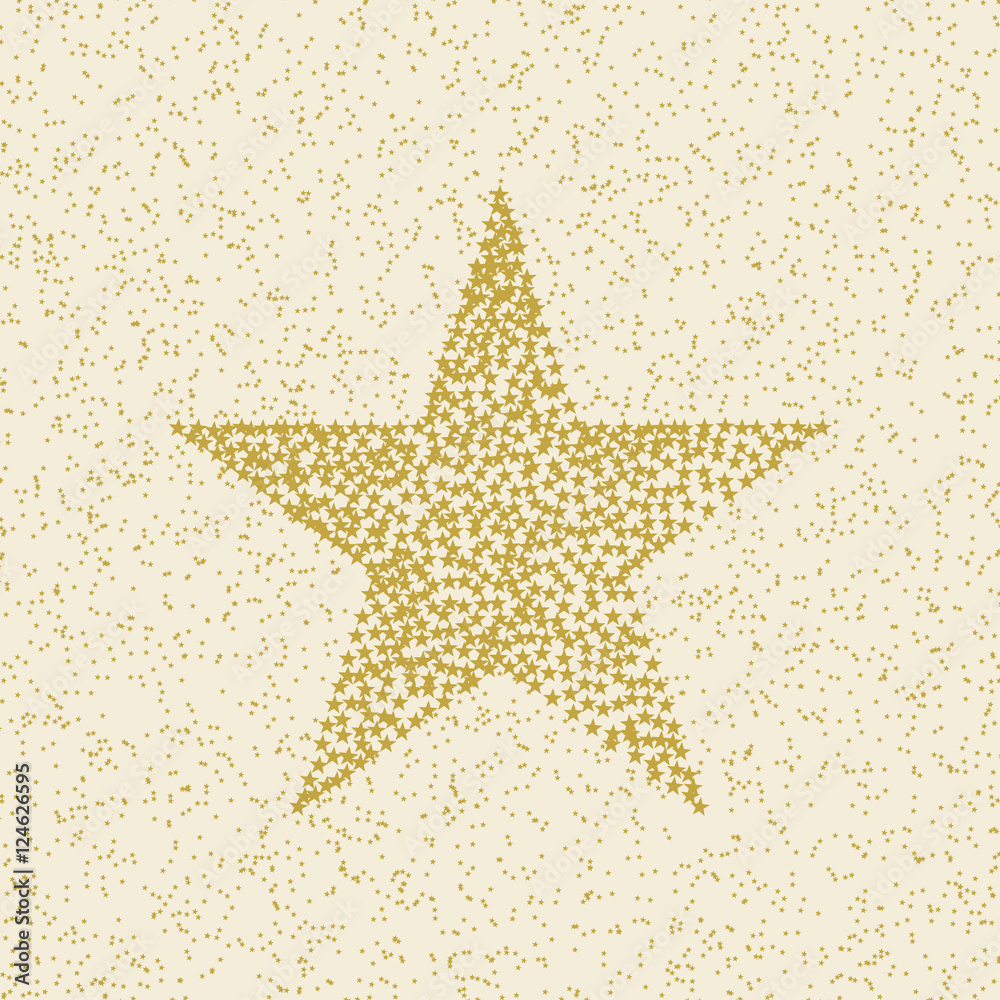 Fototapeta premium Many small stars make up a large star on stars background