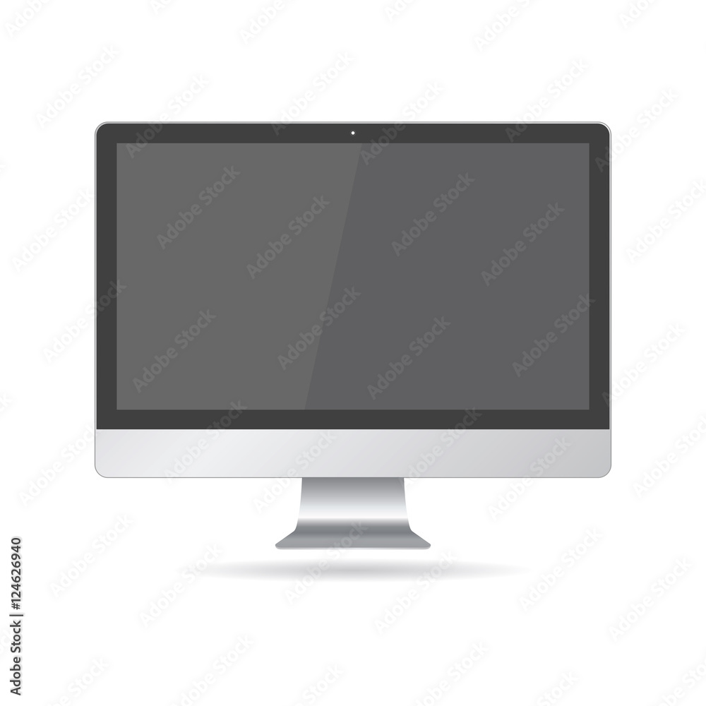 Modern, realistic computer monitors, isolated on white backgroun Modern, realistic computer monitors, isolated on white backgroun
