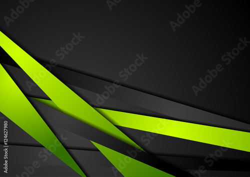 Abstract tech green black stripes design