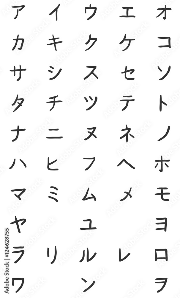 Vector Set of Katakana Symbols. Japan Alphabet. Vector Set of Katakana Symbols. Japan Alphabet.