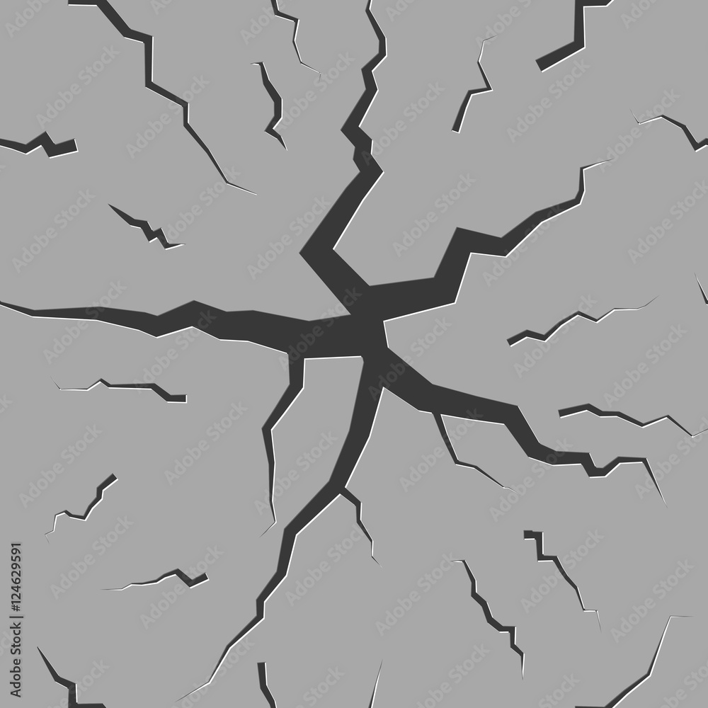 Fototapeta premium Seamless background from cracks in the asphalt, vector illustration.