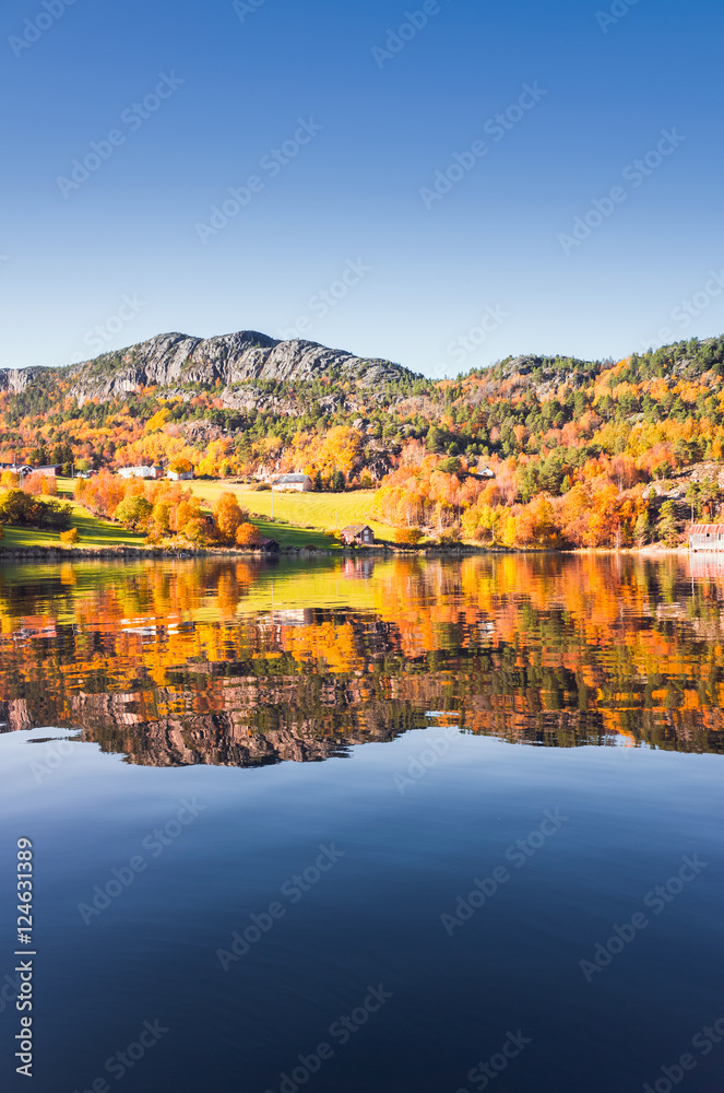 Fototapeta premium Vertical coastal Norwegian landscape