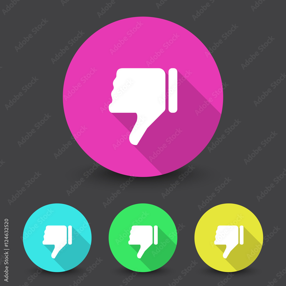 White Thumb Down icon in different colors set White Thumb Down icon in different colors set